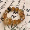 Nuevo Pulsera de Cristal con Cuentas de Cristal Amarillo Natural Estilo Chino para Mujer, Pulsera de Alta Gama Atrae la Fortuna, Estilo Popular