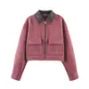 Atacado Fabricante de Roupas Femininas Transfronteiriço 2026 Aliexpress Mais Vendido Jaqueta Patchwork de Veludo com Gola de Couro