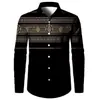 Camisa de Manga Larga Estilo Étnico Africano para Hombre Retro Dashiki Estampado Digital Cárdigan con Solapa Top Casual