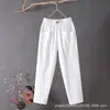 Pantalones Casuales de Algodón y Lino para Mujer 2025 Nuevo Estilo Coreano Sueltos Rectos Adelgazantes Verano Delgados Pantalones Harem Cortos