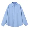 Camisa de Color Sólido de Manga Larga Marca Qilin Chaozhou para Hombre Otoño Casual Americano Solapa Bolsillo Camisa Blanca Chaqueta