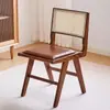 Taburete Moderno Nórdico Simple para Balcón Restaurante Ratán Hogar Dormitorio Madera Maciza Retro Bolsa Suave Estudio Silla ins