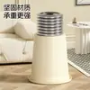 Lixeira listrada vertical na cor creme para uso doméstico, sem tampa, com anel de fixação, adequada para sala de estar e quarto, simples e elegante, lixeira de grande capacidade