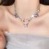 Cristal colorido borboleta gota glaze colar feminino pequeno fresco primavera e verão all-match clavicle cadeia de alta qualidade elegante colar decorativo elegante