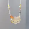 Collar con Colgante de Zorro de Resina y Cuerda Trenzada Moda Versátil Estilo Chino Cadena para Clavícula Nicho Lujo Ligero Joyería de Alta Gama para Mujeres
