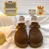 Zapatos de mujer de suela gruesa, totalmente cerrados, estilo Birkenstock, nueva colección de invierno 2026, mocasines forrados de felpa, sin cordones, botas de nieve peludas