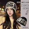 Designer de alta qualidade Retro Xadrez Malha Pescador Feminino Inverno Retro All-match Quente Proteção de Ouvido Chapéu de Lã