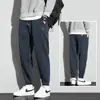 Calça masculina moda ins marca todas as estações calça esportiva combinável primavera, outono e inverno solta com elástico no tornozelo forrada de fleece quente casual calça de moletom