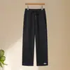 Novas calças quentes de moda outono e inverno para mulheres, com forro de fleece e cintura elástica, calças cigarette estilo mom, calças cropped para mulheres de meia-idade e idosas