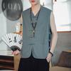 Estilo Chino Vintage Abrigo Tang Hebilla Chaleco Chaqueta Delgada para Hombre Estilo Chino para Hombre Costsize Antiguo Chaleco sin Mangas Chaleco de Moda