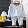 Conjunto de Roupa Térmica Infantil De Rong Roupas e Calças de Outono Para Meninos e Meninas Conjunto de Roupas Quentes Para Crianças Maiores Pijama de Outono e Inverno Roupa de Casa