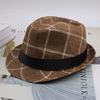 Sombrero de Jazz de Paja Transpirable con Visera para Hombre de Primavera y Verano con Cuadros Grandes Sombrero Fresco Protector Solar Sombrero para Pareja