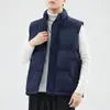 Colete de Algodão Liso de Inverno Masculino Tamanho Grande Quente Engrossado Colete Roupa Externa Gola Alta Jaqueta Colete Gilet Roupa Masculina