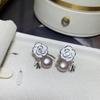 Brincos de Zircônia Exquisitos com Sensação de Alto Nível e Luxo Leve em Estilo Francês, Agulha de Prata S925, Nicho, Modernos, Elegantes, Brincos de Pérola de Água Doce para Mulheres