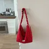Bolsa Transversal Estilo Fresco 2026, Grande Capacidade, Poá, Alça de Ombro Plissada, Bolsa Tote Estilo Coreano Preguiçoso