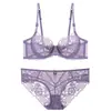 Conjunto de Sujetador Cruzado Sexy Deseo Puro Ropa Interior para Mujer Verano Transpirable Ultra Fino Francés Pequeño Push-Up con Bragas de Encaje