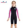 Traje de buceo infantil nuevo de 2.5 mm para niñas, dividido, de manga larga y shorts, cálido, traje de baño para snorkel, surf, buceo