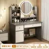 En stock espejo tocador dormitorio simple moderno estilo nuevo mesa de maquillaje dormitorio principal gabinete de maquillaje gabinete de almacenamiento tocador de lujo ligero
