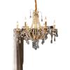 Lámpara de araña de cristal con perlas francesas, estilo americano de mediados de la antigüedad, para sala de estar, comedor, dormitorio, edificio dúplex, hotel, nueva lámpara de comedor.