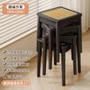 Banco nórdico de madeira rattan, banco quadrado empilhável para uso doméstico, banco de jantar de espera para restaurante, mesa de jantar simples, cadeira alta