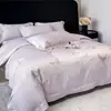 Juego de Cuatro Piezas de Algodón de Fibra Larga de Lujo, Funda Nórdica 100% Algodón, Sábana de Cama de Algodón Puro, Sábana Ajustable, Funda de Colcha, Ropa de Cama para Todas las Estaciones 1.8m
