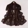 Transmissão ao Vivo Transfronteiriça de Novo Cachecol Longo de Chiffon Pérola com Corrente de Metal, Anel Duplo e Strass, Lenço de Gaze de Minoria Étnica, Lenço de Cabeça