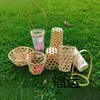 Porta-copos de Bambu Trançado, Cesta de Bambu Tampa para Copo de Chá com Leite, Produtos de Bambu, Design Vazado, Popular Online, Cesta de Bambu, Tubo de Bambu, Tampa para Copo de Bebida de Sorvete