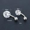 Anillo para el ombligo de acero inoxidable 316 europeo y americano para mujer, botón para el ombligo con doble cabeza incrustado de diamantes, joyería de moda para piercing corporal, clavo para el ombligo