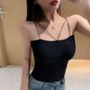 Camisola Pequena de Seda Gelo Design de Verão Feminino Nicho Cruz Beleza Cinta Peitoral Almofada Sem Alças Top Curto