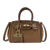 Bolsa Birkin de camurça melange com patchwork para mulheres, novo modelo outono 2026, bolsa de mão com fecho de fecho, bolsa de ombro e transversal de alta qualidade