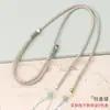 Cordão para Colar Clavícula com Espaçador de Aventurina, Cordão com Pingente de Contas Dzi Disposto Horizontalmente, Cordão Trançado de Quatro Fios com Amarra Dupla para Pendurar Pingente