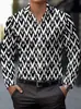 Camisa de manga larga modelo nuevo transfronterizo para hombre, bloques de color, estilo casual de negocios europeo y americano, talla grande, top con estampado digital