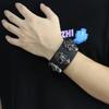 Pulsera de cuero con remaches punk europea y americana, pulsera de cuero punk de calavera oscura, joyería rock rap