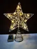 Estrella para la punta del árbol de 10 pulgadas luminosa transfronteriza decoración de árbol de Navidad estrella de cinco puntas de hierro con polvo luminoso fábrica de estrellas para la punta del árbol outlet