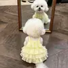 Roupas fofas de verão para gatos, vestidos estilo ins para cães pequenos como Teddy, Bichon e Lulu da Pomerânia, vestidos de princesa finos e respiráveis para o verão