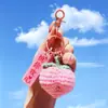 Hangli Lindo Caqui de Lana Crochetado Llavero de Coche Bolso Colgante Pequeño Corazón de Niña Colgante de Felpa Terminado