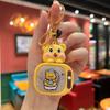 Chaveiro criativo de urso de manteiga TV com luz, bolsa escolar fofa de estudante, pingente, chaveiro de carro, pequeno presente