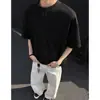 Nuevo Producto de Verano para Hombre Estilo Waffle Estilo Americano Diseño de Botonadura Única Camiseta de Manga Corta con Cuello Redondo Henry para Hombres y Mujeres