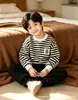 Moletons de Primavera para Crianças, Jaquetas Versáteis Listradas para Meninos e Meninas, Roupas Infantis Estilo Coreano para Bebês, Moletons Infantis