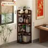 Estantería de esquina china de seis niveles para suelo, estantería de almacenamiento para esquina de sala de estar y dormitorio, trípode ahorrador de espacio