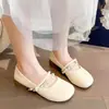 Otoño 2026 Nuevo Estilo Zapatos de Mujer Mary Jane con Correa Sola de Perlas Piel Suave Cómodos No Rozan los Pies Combinan con Faldas Suela Plana Zapatos de Moda