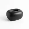 Caja de Pañuelos Cerámica Minimalista Estilo Francés Negro Mate Adorno Decorativo para Sala de Estar Mesa de Café Uso Doméstico Caja de Pañuelos Escritorio