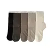 Calcetines de media pantorrilla para mujer, calcetines de algodón para primavera y otoño, calcetines dulces de punto calado a rayas verticales de color liso, calcetines apilables para mujer, algodón puro
