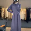 Novo Vestido de Meia-Calça 100% Lã com Gola Meia-Alta Bordado em Lã Folha de Bambu Vestido Longo Solto Acima do Joelho Feminino