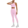 Top sin mangas Racerback de Alta Elasticidad Transpirable Agradable para la Piel Antishock para Yoga Deporte Correr Fitness Pantalones Largos de Cintura Alta Conjunto de Yoga