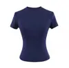 25 Verão Novo Feminino Spice Girls Cor Sólida Kardashian Mesmo Estilo Gola Redonda Slim Fit Camiseta Base Curta Manga Curta Básica