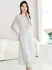 Vestido de Crepe de Seda Pesado de Hangzhou para Mulheres, Novo Modelo Verão 2026, Elegante e Emagrecedor Vestido de Seda de Amora de Comprimento Médio