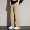 Pantalones Largos Casuales de Seda Helada Estilo Nuevo de Verano para Hombre, Pantalones de Pierna Recta Estilo Hong Kong Holgados de Pierna Ancha, Pantalones Modernos de Secado Rápido Elásticos en Cuatro Direcciones para Hombre