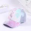 Celebridad de Internet Estilo Coreano Tie-Dye Tela Completa Estampada Gorra de Béisbol Cola de Caballo Fija Transpirable Sombrero para el Sol Gorra de Ala Larga