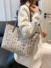 Bolso Tote de Gran Capacidad para Mujer con Estampado de Letras, Bolso de Hombro Retro a la Moda para Viaje Diario, Bolso Tote para Mujer